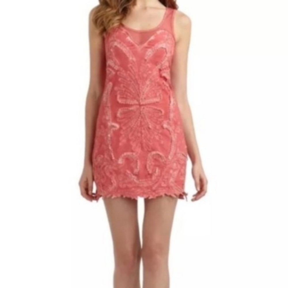 Free People ICE ICE BABY Pink Lemonade Beaded & Lace Dress